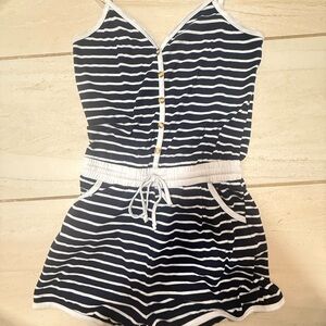 Navy and White Striped women’s Romper